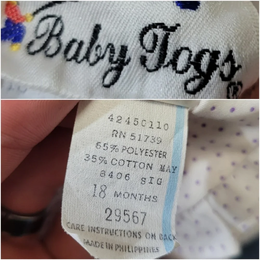 Baby Togs Jumper‎ Set Purple Corduroy Penguin Polka Dot Blouse Vintage 18 Months